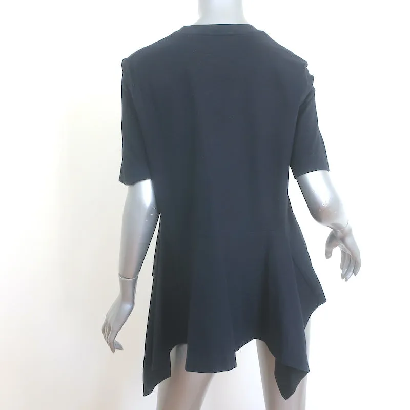 Marni T-shirt asymétrique à dos froncé en jersey de coton noir Taille 44 Haut à manches courtes
