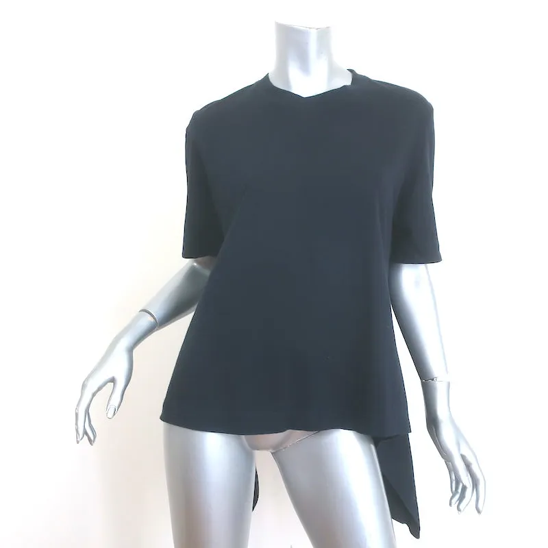 Marni T-shirt asymétrique à dos froncé en jersey de coton noir Taille 44 Haut à manches courtes