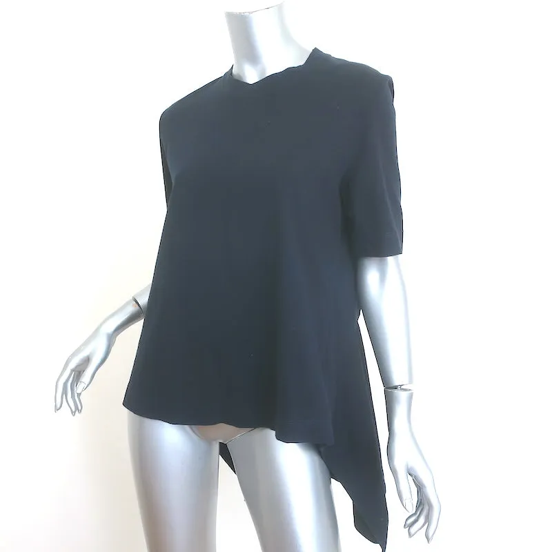 Marni T-shirt asymétrique à dos froncé en jersey de coton noir Taille 44 Haut à manches courtes