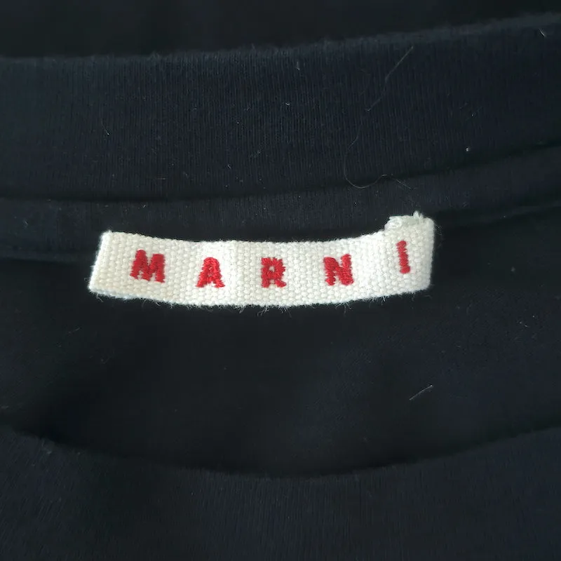 Marni T-shirt asymétrique à dos froncé en jersey de coton noir Taille 44 Haut à manches courtes