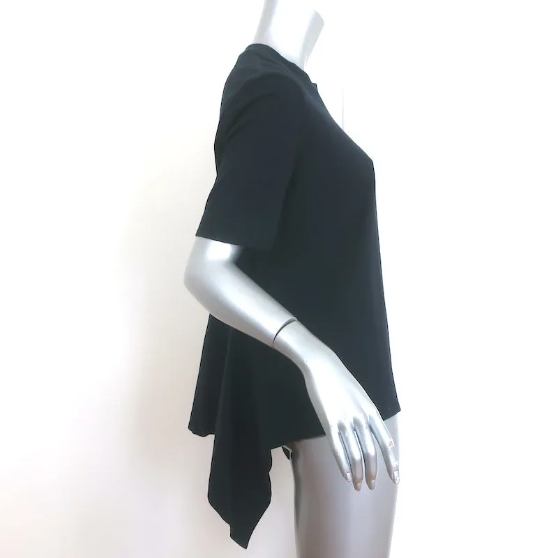 Marni T-shirt asymétrique à dos froncé en jersey de coton noir Taille 44 Haut à manches courtes