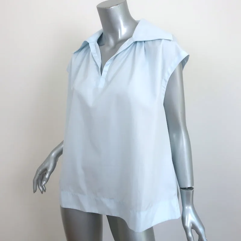 Marni Chemise à Col Bleu Clair en Coton Taille 38 Manches Ballerine