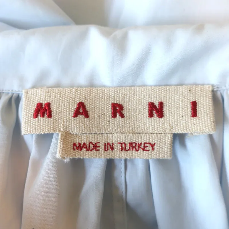 Marni Chemise à Col Bleu Clair en Coton Taille 38 Manches Ballerine