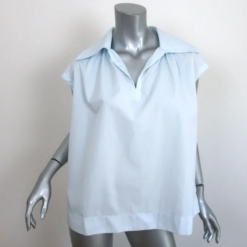 Marni Chemise à Col Bleu Clair en Coton Taille 38 Manches Ballerine