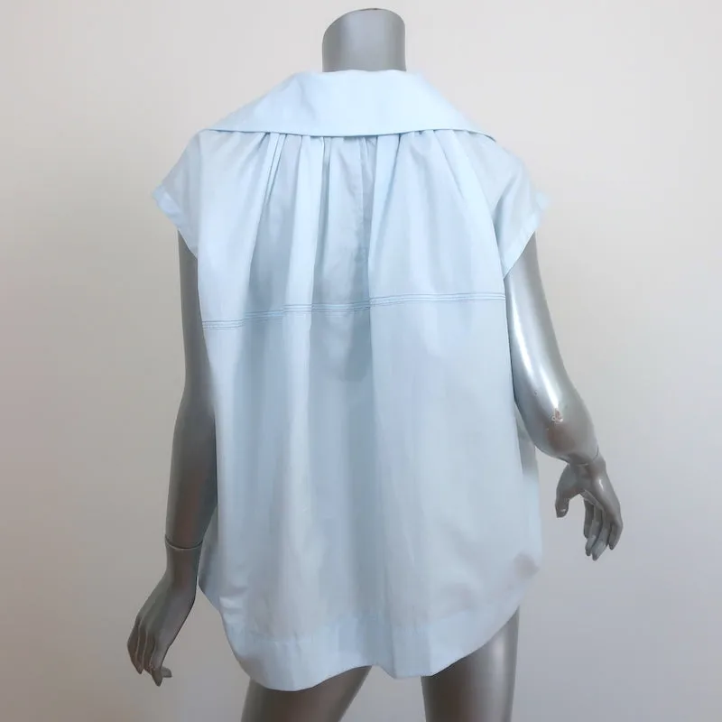 Marni Chemise à Col Bleu Clair en Coton Taille 38 Manches Ballerine