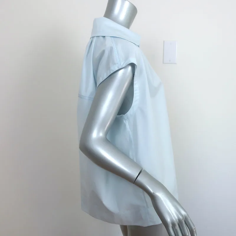 Marni Chemise à Col Bleu Clair en Coton Taille 38 Manches Ballerine