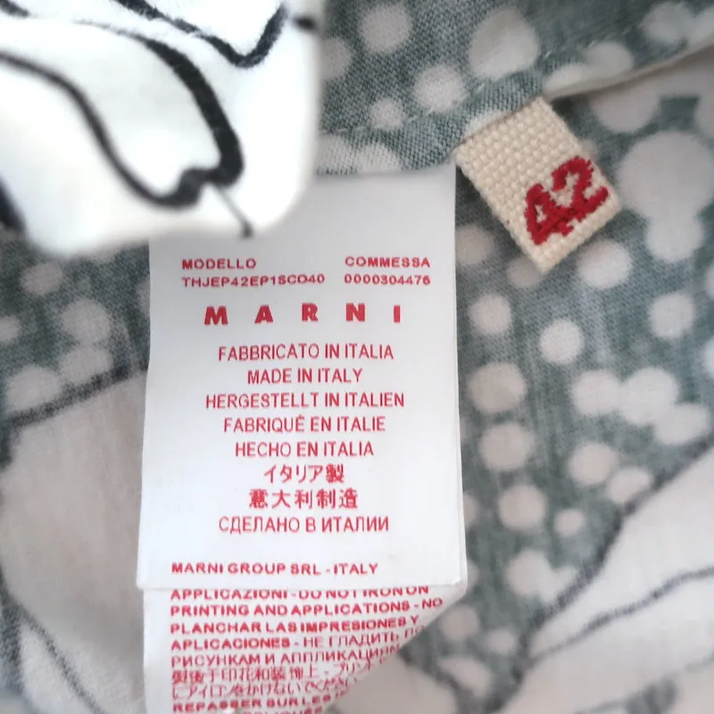 Marni T-shirt à nouder blanc imprimé cactus en coton jersey taille 42 haut à manches courtes