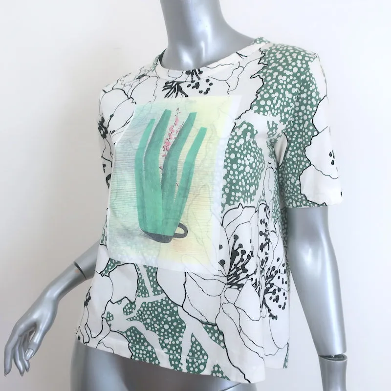 Marni T-shirt à nouder blanc imprimé cactus en coton jersey taille 42 haut à manches courtes