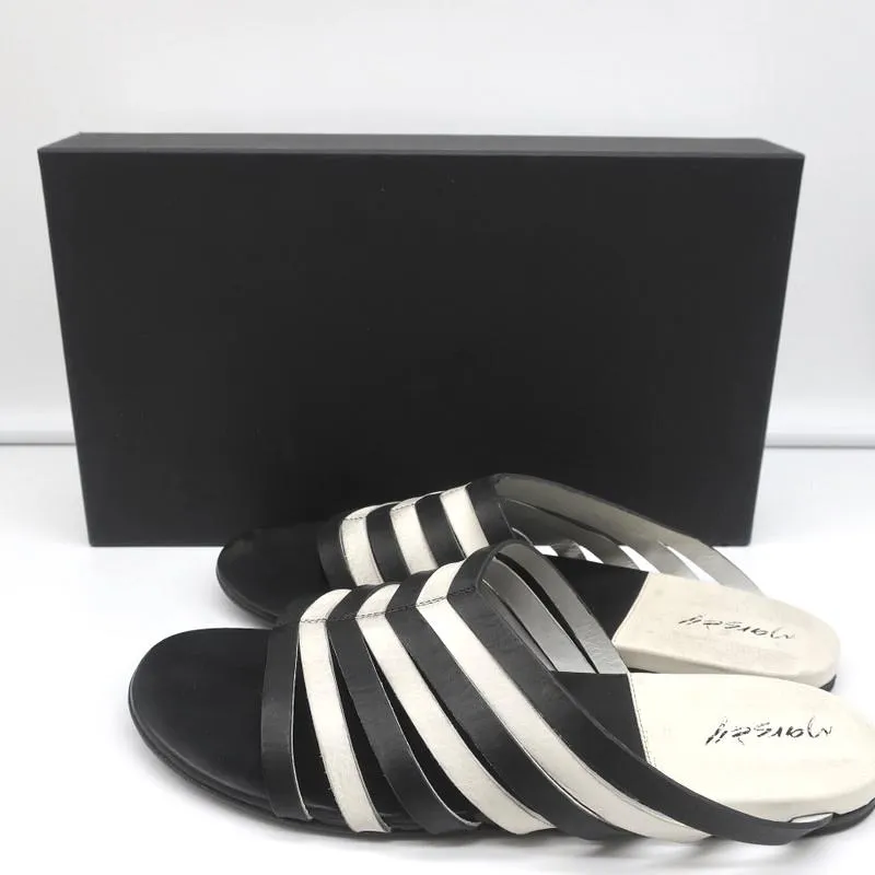 Sandales Marsell à lanières Zeppella en cuir noir et blanc taille 37.5