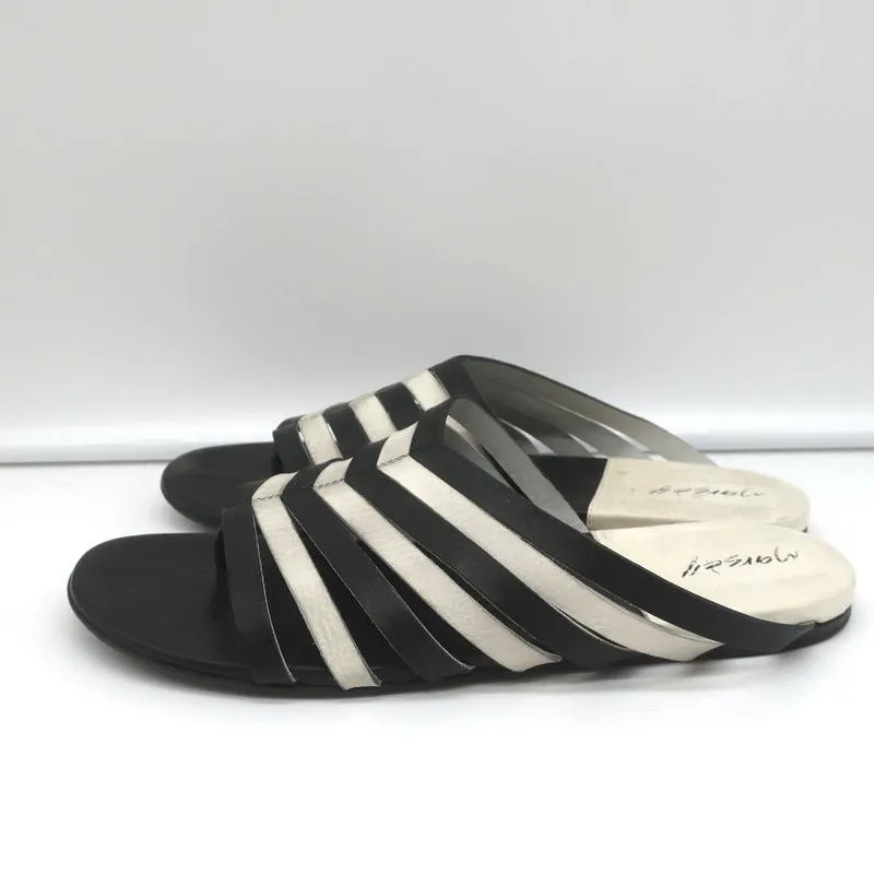 Sandales Marsell à lanières Zeppella en cuir noir et blanc taille 37.5