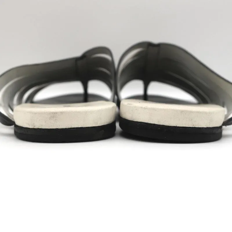 Sandales Marsell à lanières Zeppella en cuir noir et blanc taille 37.5