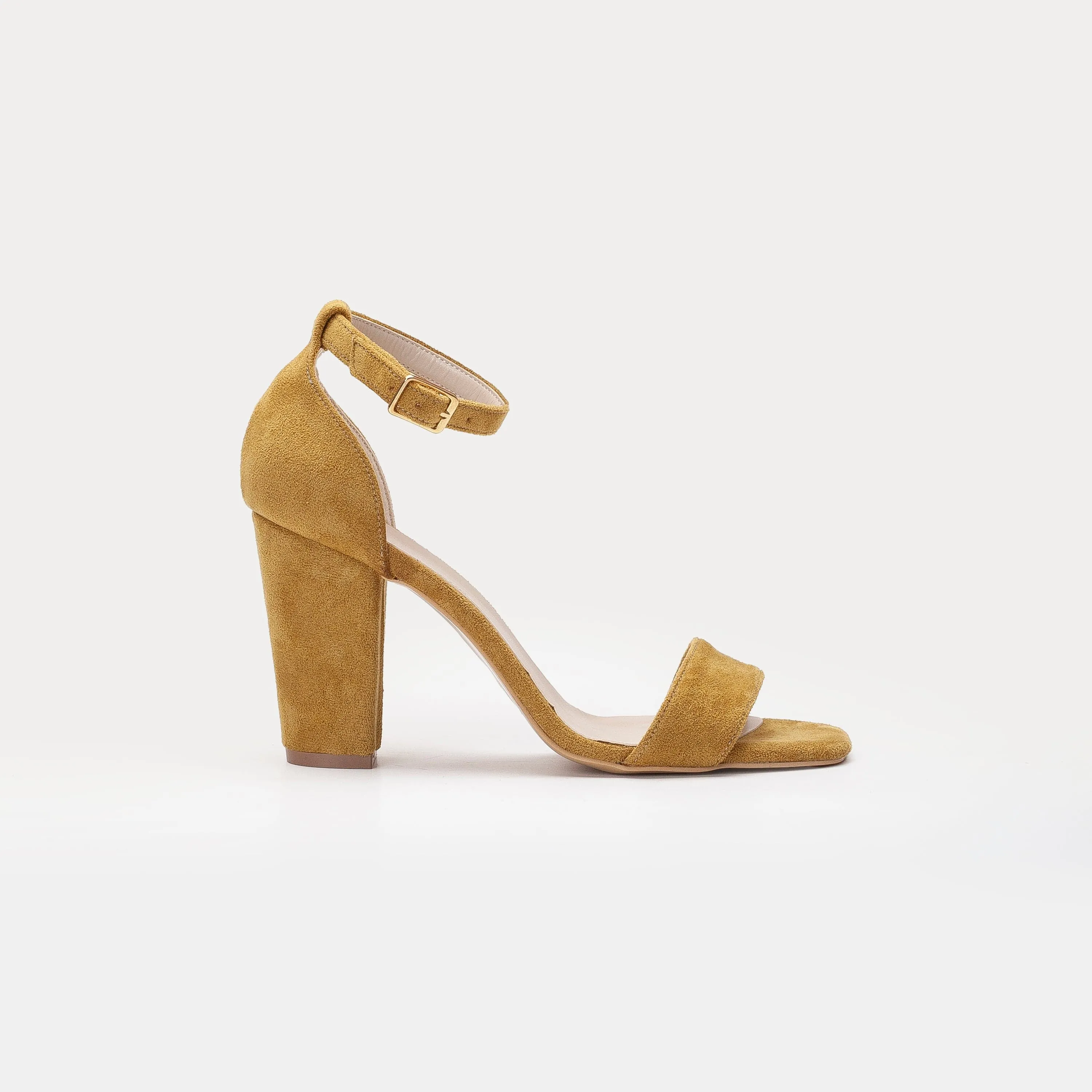 Sandales à talons Melissa en daim végan perlé | Jaune moutarde
