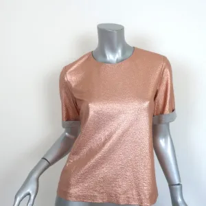 Misha Nonoo Top Eva Rose Gold Metallic Foil Size 0 Short Sleeve Tee