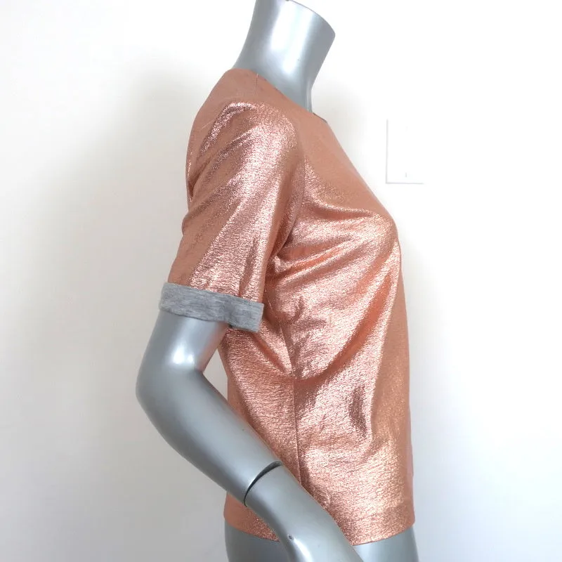 Misha Nonoo Haut Eva Rose Gold Métallisé Feuille Taille 0 Manches Courtes Tee