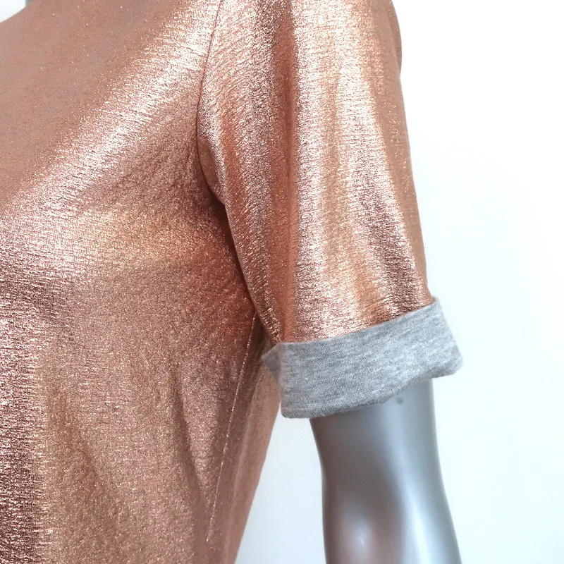 Misha Nonoo Haut Eva Rose Gold Métallisé Feuille Taille 0 Manches Courtes Tee