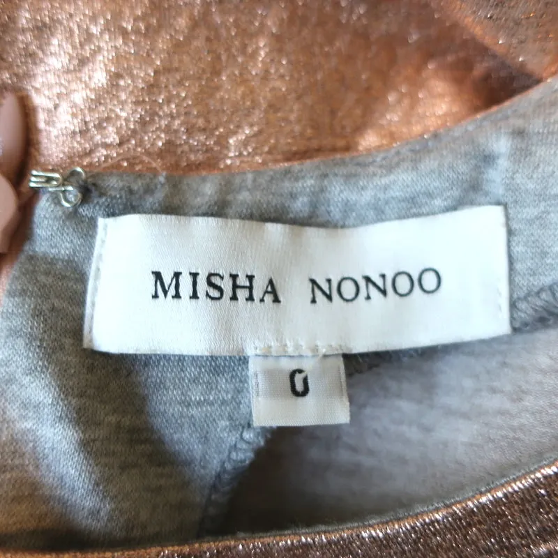 Misha Nonoo Haut Eva Rose Gold Métallisé Feuille Taille 0 Manches Courtes Tee