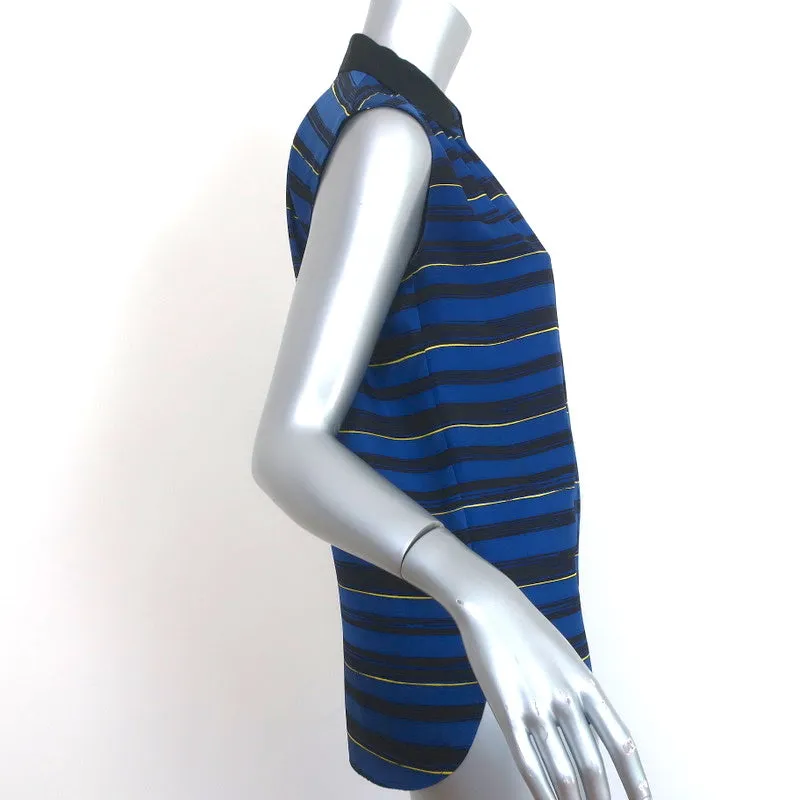 Miss Wu par Jason Wu Blouse à Col Rayée Bleue en Soie Taille 0 Haut sans Manches