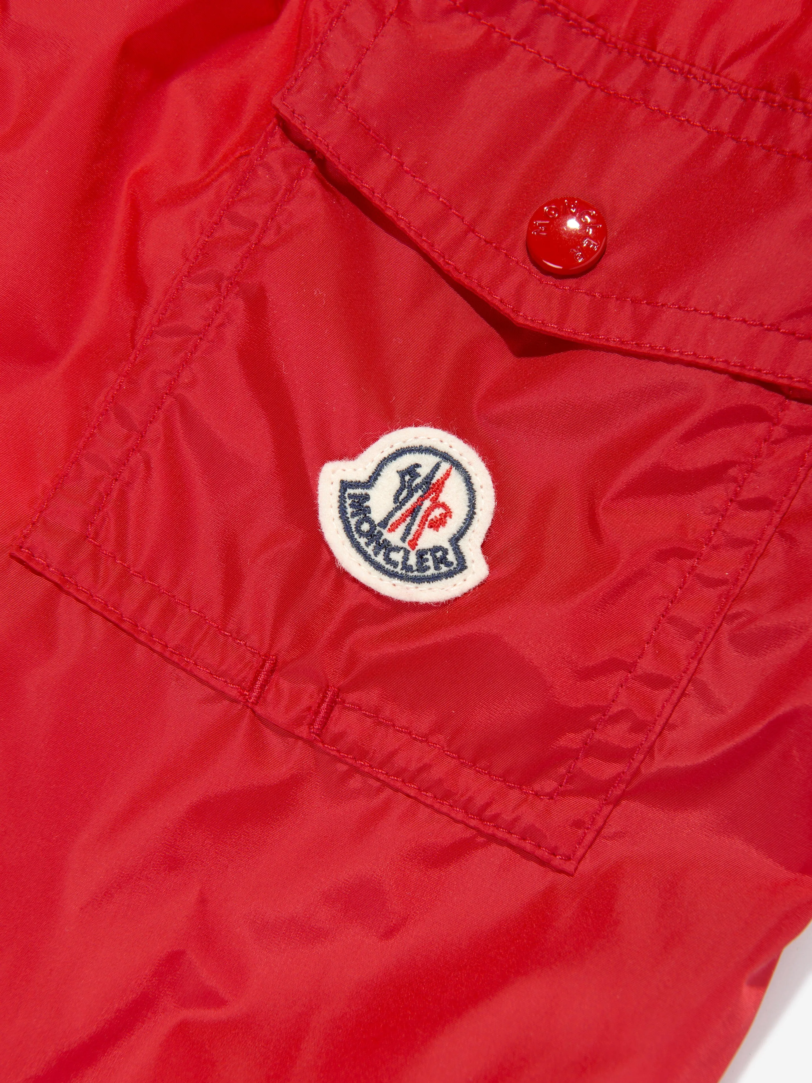 Moncler Enfant Shorts de Bain à Logo pour Garçons en Rouge