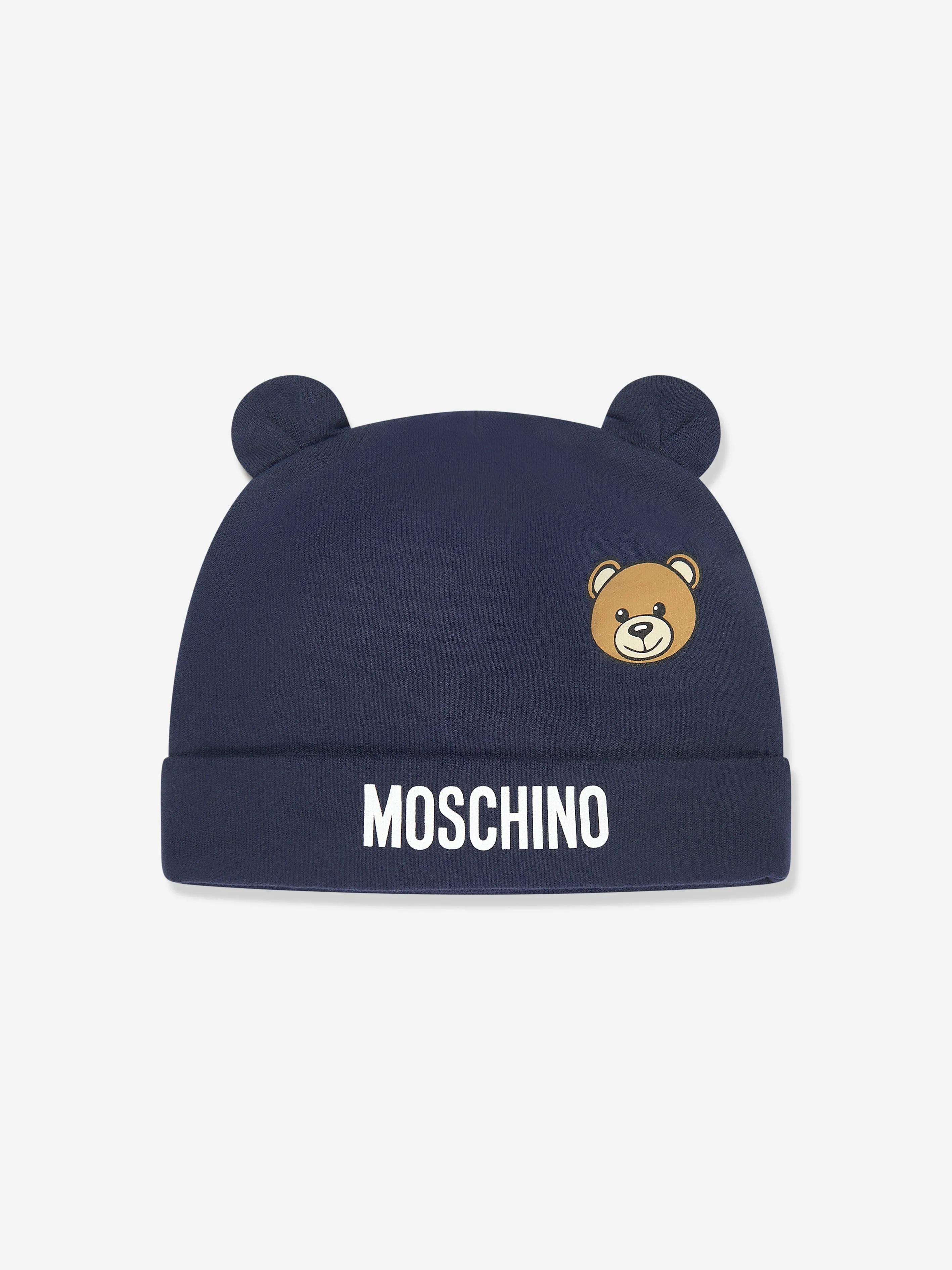 Ensemble Cadeau Body Bébé Garçon avec Logo Ours Moschino en Bleu Marine