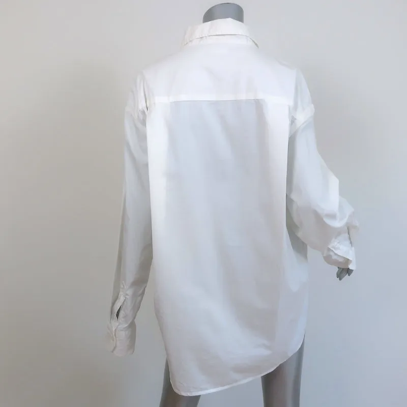 Mère Le Roomie Frenchie Chemise Blanc Coton Taille Moyenne Manches Longues Blouse NEUVE