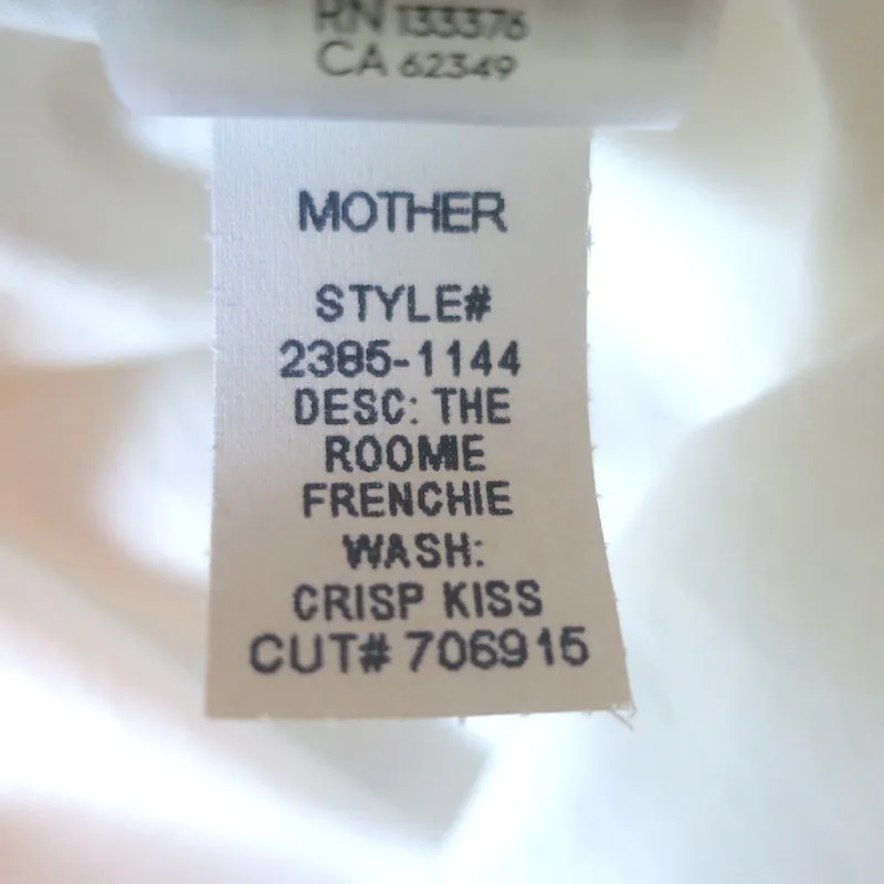 Mère Le Roomie Frenchie Chemise Blanc Coton Taille Moyenne Manches Longues Blouse NEUVE