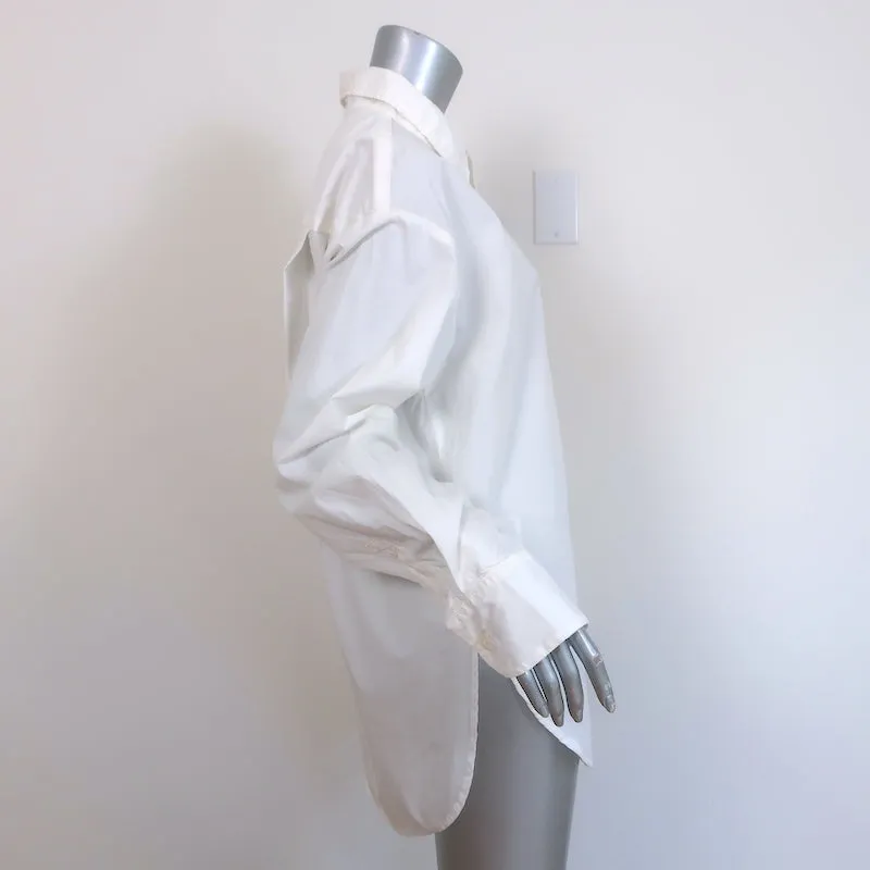 Mère Le Roomie Frenchie Chemise Blanc Coton Taille Moyenne Manches Longues Blouse NEUVE