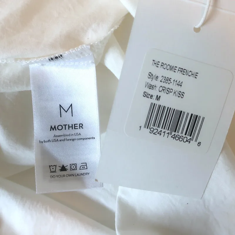 Mère Le Roomie Frenchie Chemise Blanc Coton Taille Moyenne Manches Longues Blouse NEUVE