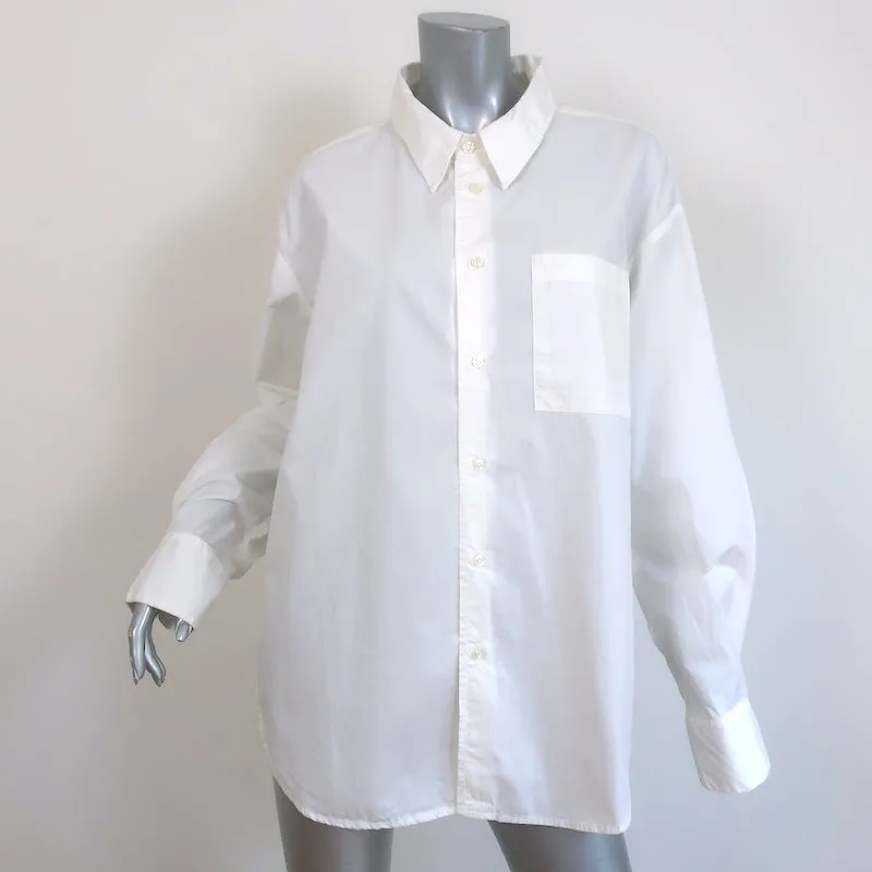 Mère Le Roomie Frenchie Chemise Blanc Coton Taille Moyenne Manches Longues Blouse NEUVE