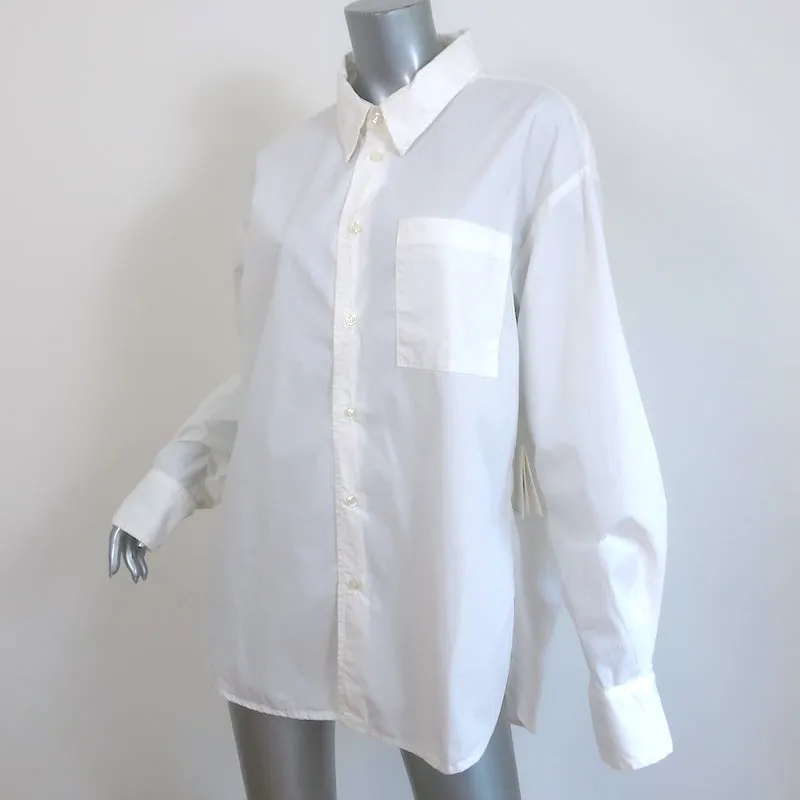Mère Le Roomie Frenchie Chemise Blanc Coton Taille Moyenne Manches Longues Blouse NEUVE
