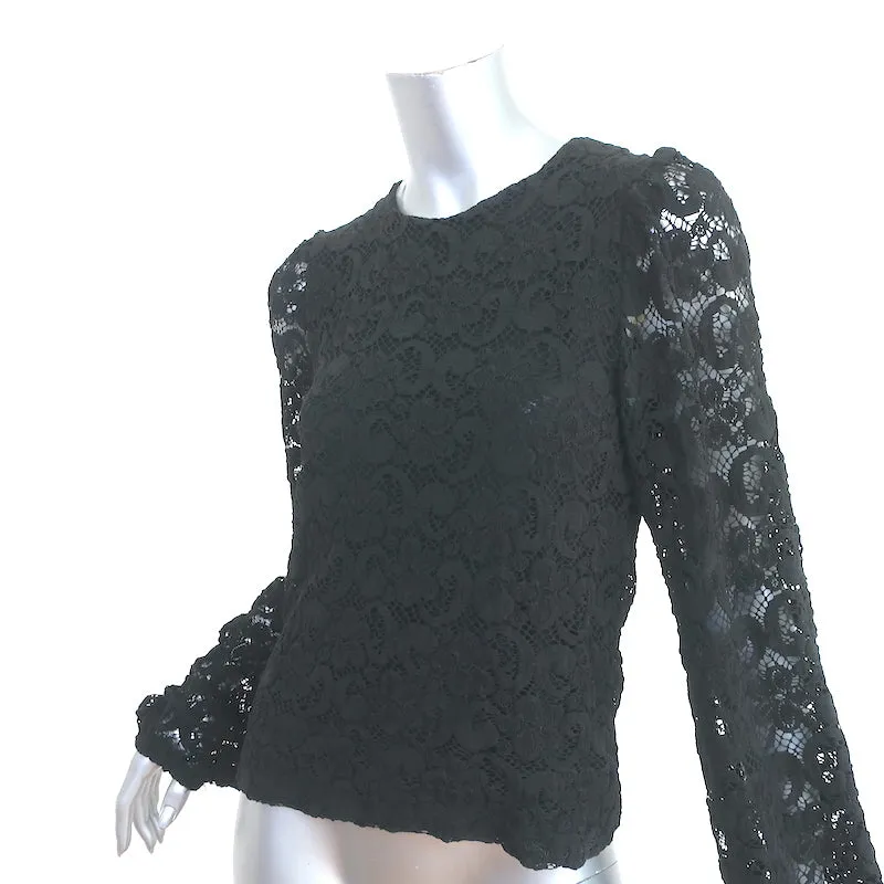 Haut à manches blouson Nightcap en dentelle extensible noir Taille Moyenne