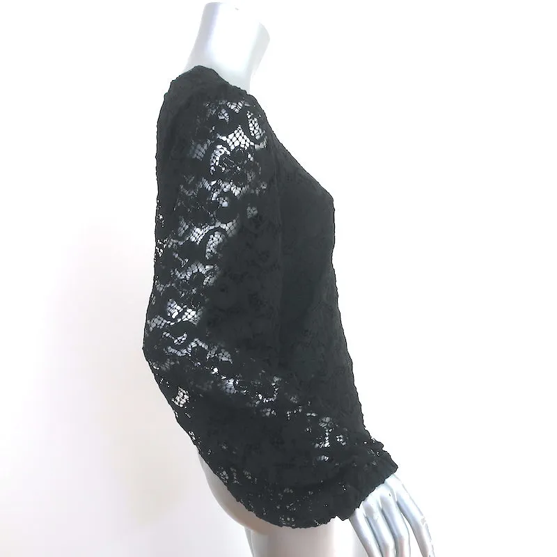 Haut à manches blouson Nightcap en dentelle extensible noir Taille Moyenne