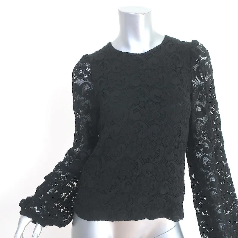 Haut à manches blouson Nightcap en dentelle extensible noir Taille Moyenne