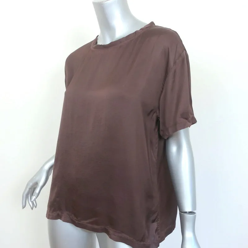 Nili Lotan Brady T-shirt en satin marron chocolat Taille moyenne Manches courtes Haut