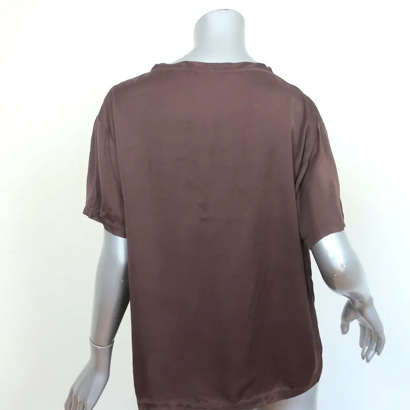 Nili Lotan Brady T-shirt en satin marron chocolat Taille moyenne Manches courtes Haut