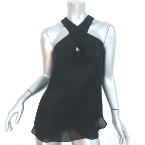 Nili Lotan Crisscross Halter Top Black Silk Size Extra Small Sleeveless Blouse