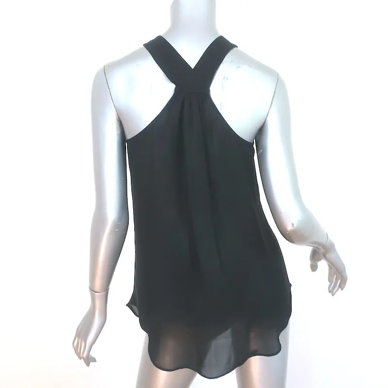 Nili Lotan Haut à liens croisés Noir Soie Taille Très Petit Blouse sans manches