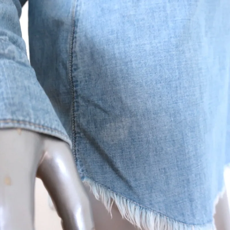 Nili Lotan Denim Haut à Lacets Mallory Chambray Taille Petite Chemise à Manches Longues