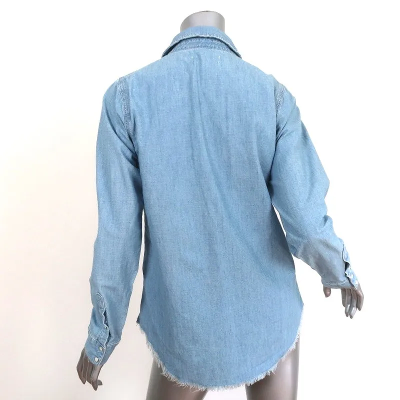 Nili Lotan Denim Haut à Lacets Mallory Chambray Taille Petite Chemise à Manches Longues