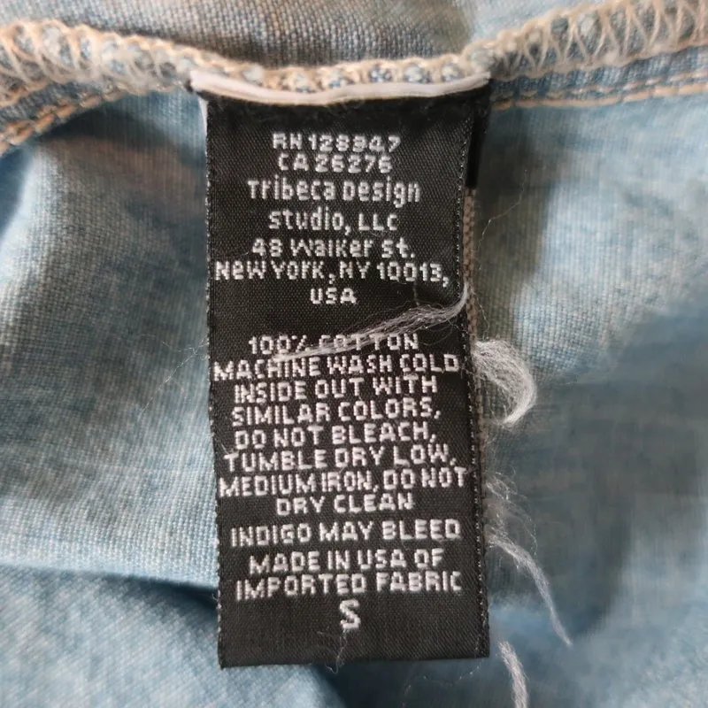 Nili Lotan Denim Haut à Lacets Mallory Chambray Taille Petite Chemise à Manches Longues