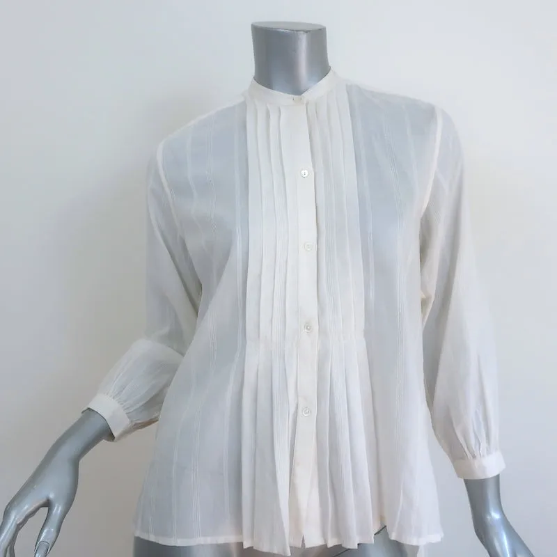 Nili Lotan Blouse Estelle à Boutons Crème Taille Très Petite Haut à Manches 3/4 NEUF