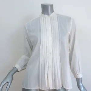 Nili Lotan Estelle Button-Up Blouse Cream Size Extra Small 3/4 Sleeve Top NEW