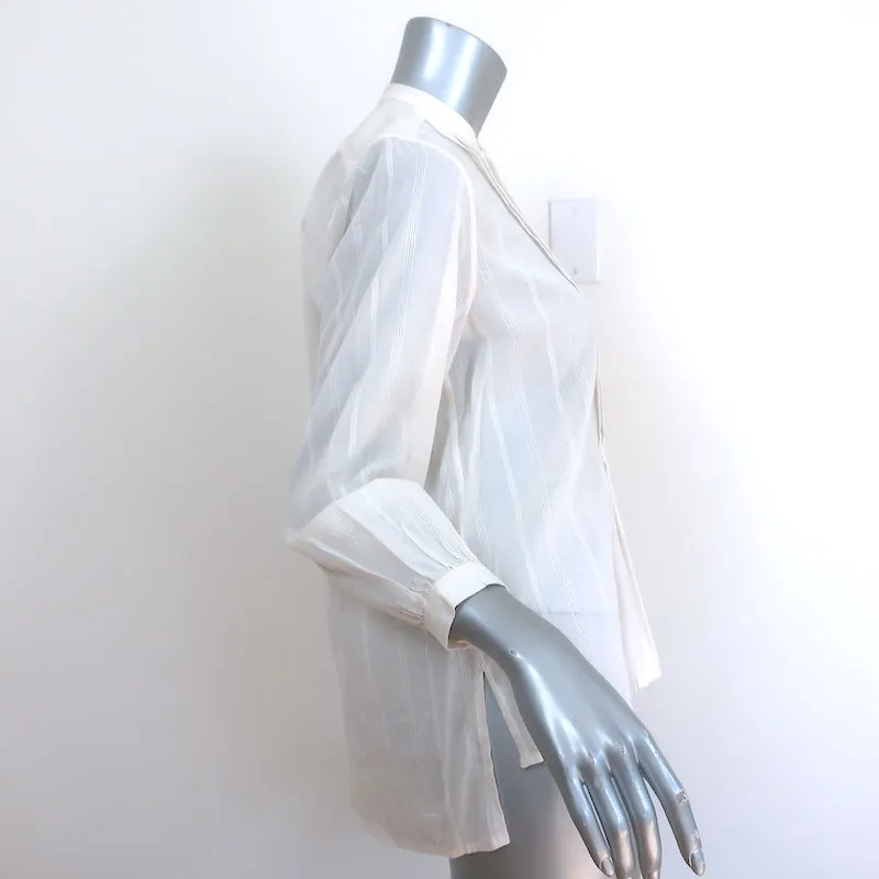 Nili Lotan Blouse Estelle à Boutons Crème Taille Très Petite Haut à Manches 3/4 NEUF