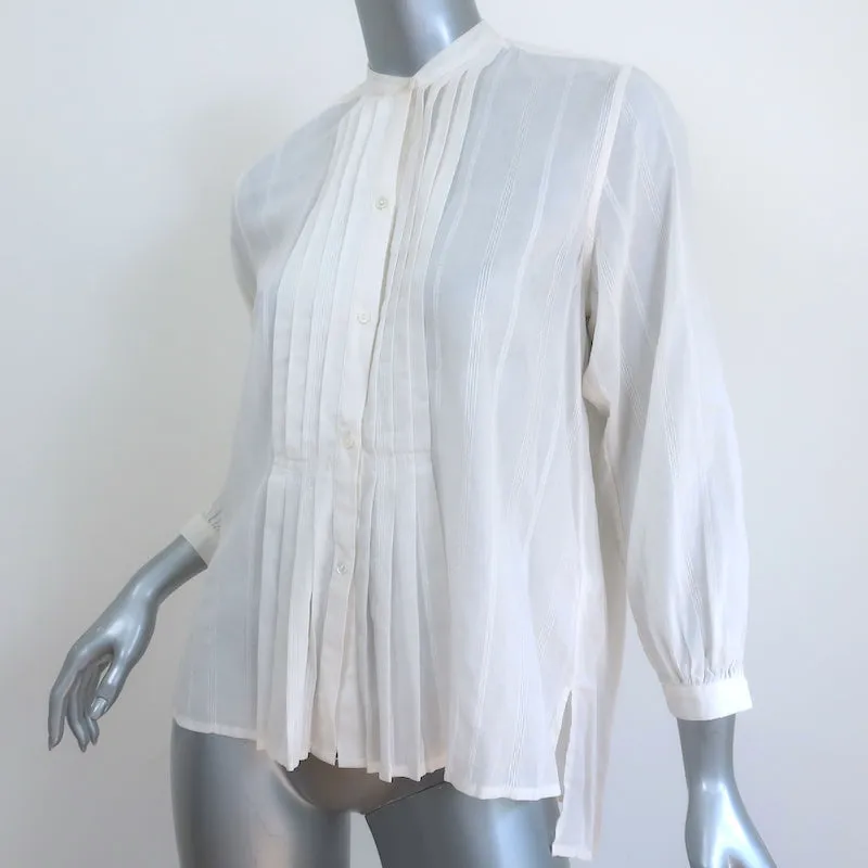Nili Lotan Blouse Estelle à Boutons Crème Taille Très Petite Haut à Manches 3/4 NEUF