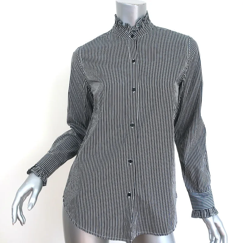 Chemise Nili Lotan Lydia Rayures Noir et Blanc en Coton Volumineux Taille Très Petite NEUVE