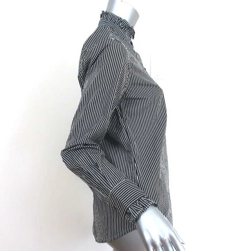 Chemise Nili Lotan Lydia Rayures Noir et Blanc en Coton Volumineux Taille Très Petite NEUVE