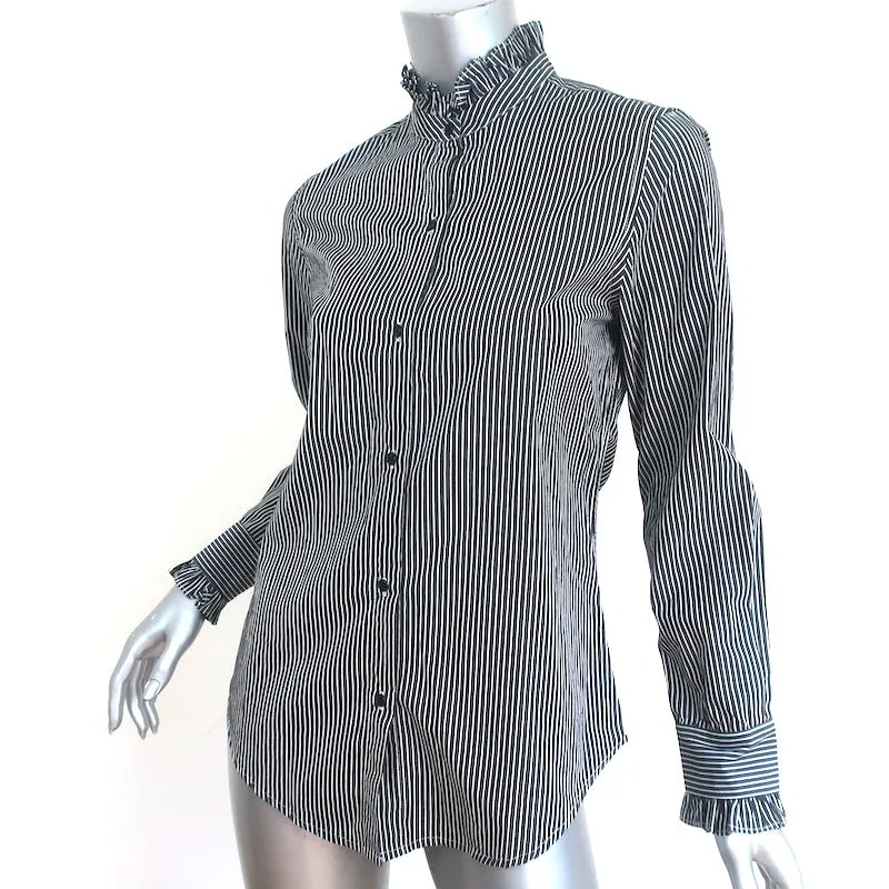 Chemise Nili Lotan Lydia Rayures Noir et Blanc en Coton Volumineux Taille Très Petite NEUVE
