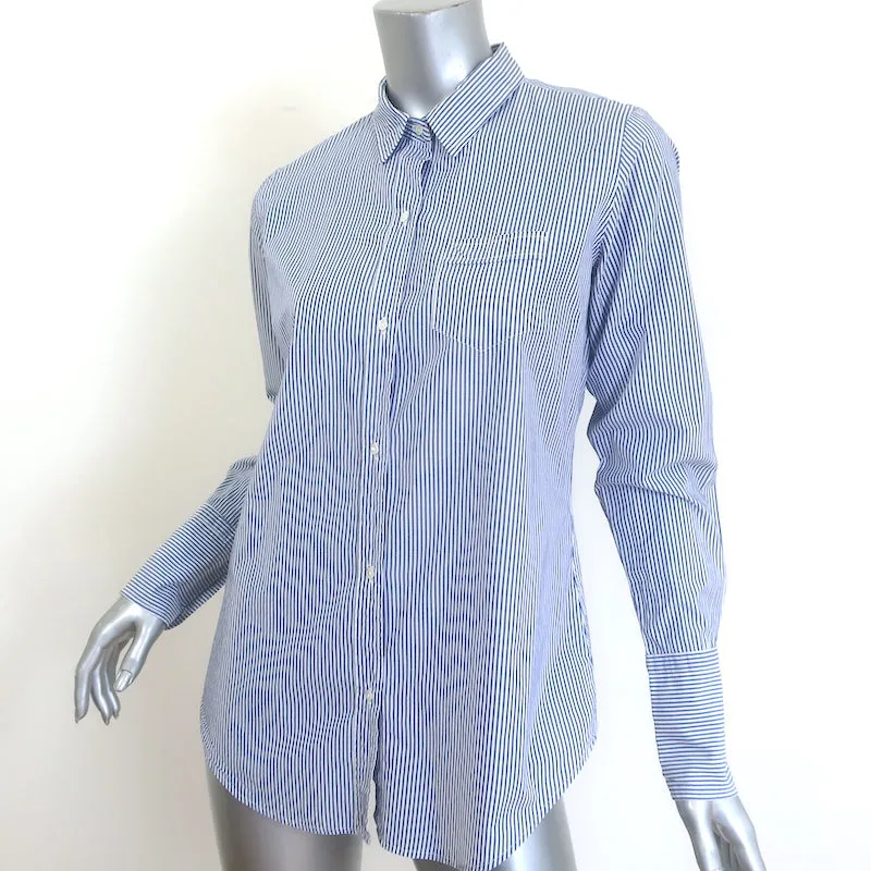 Chemise à rayures Nili Lotan avec boutons Bleu/Blanc en coton Taille Petite Haut à manches longues