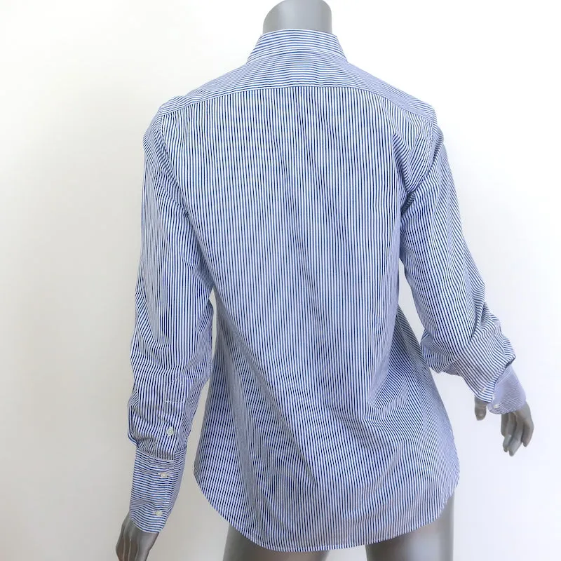Chemise à rayures Nili Lotan avec boutons Bleu/Blanc en coton Taille Petite Haut à manches longues