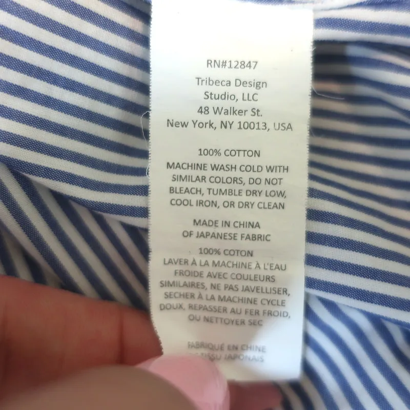 Chemise à rayures Nili Lotan avec boutons Bleu/Blanc en coton Taille Petite Haut à manches longues