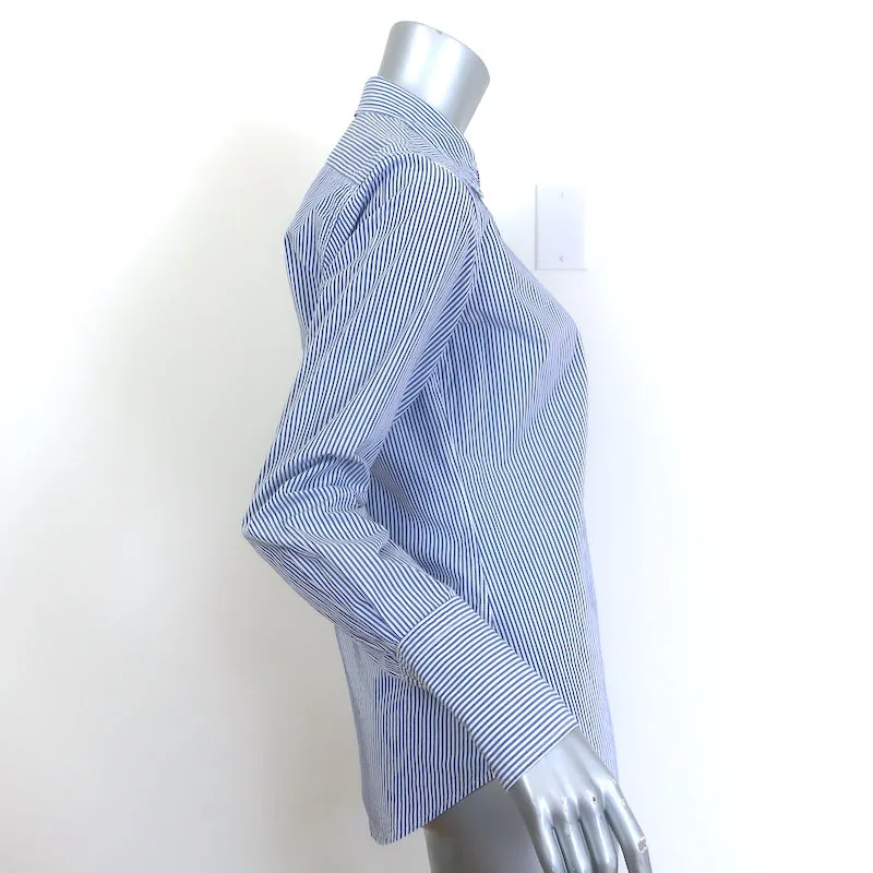 Chemise à rayures Nili Lotan avec boutons Bleu/Blanc en coton Taille Petite Haut à manches longues